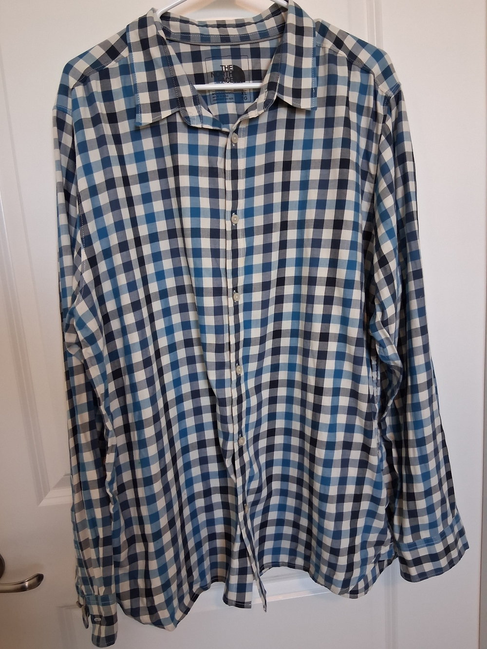 The North Face Men’s Blue Plaid Button-Up Shirt